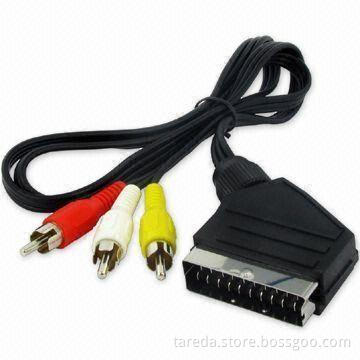 SCART to 3 RCA Cable with UL, CE and CB Certified, RoHS Directive-compliant
